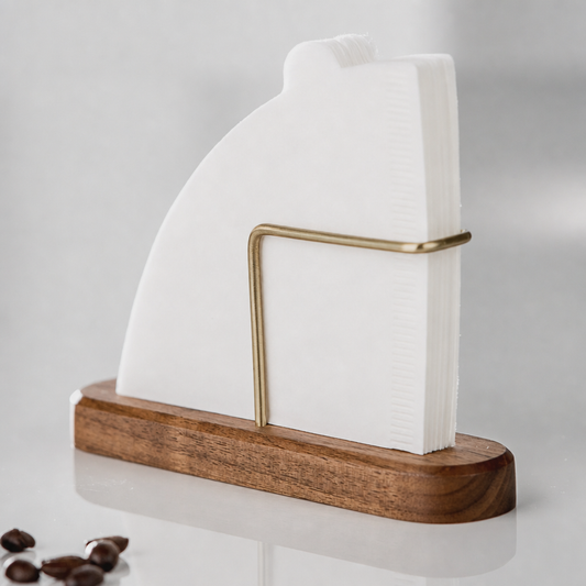 Walnut Coffee Filter Holder with Metal Frame