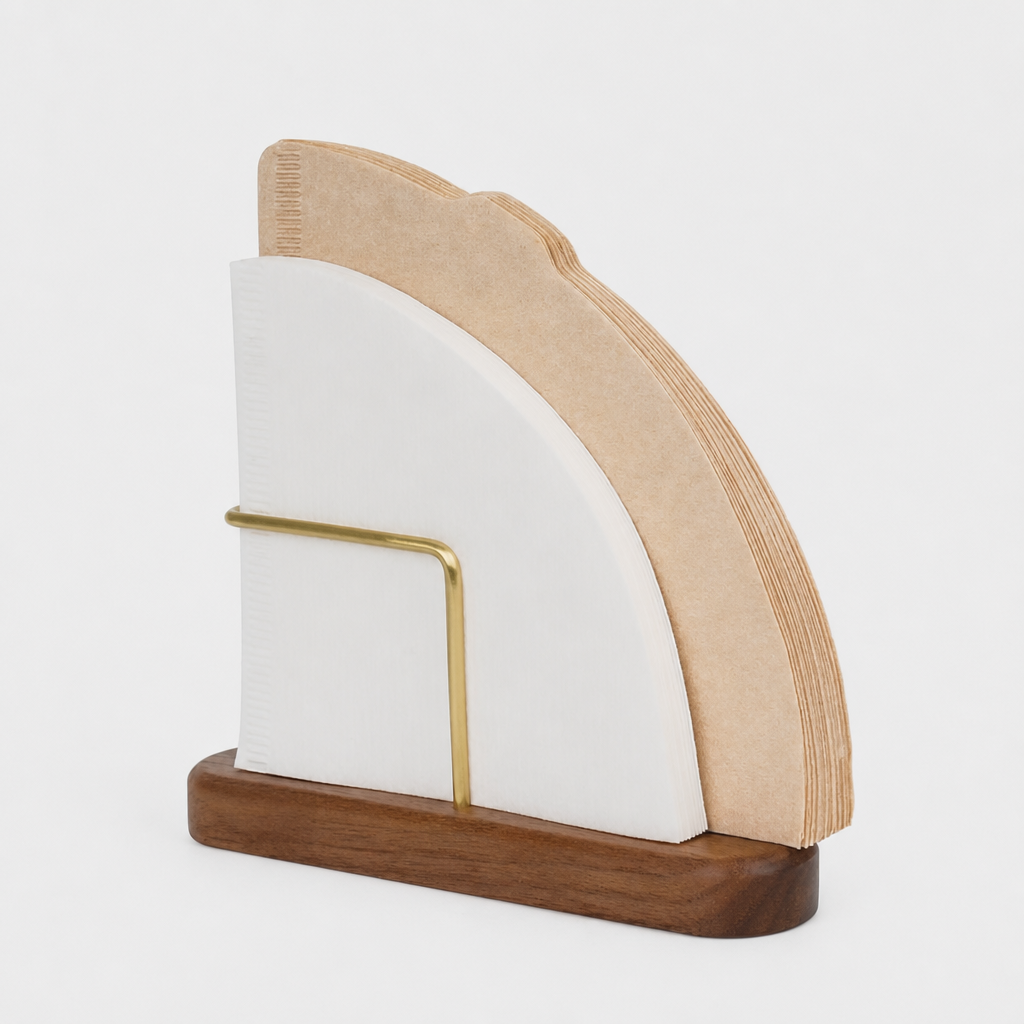 Walnut Coffee Filter Holder with Metal Frame
