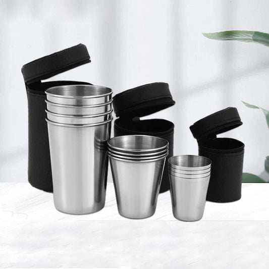 Stainless Steel Nesting Cups, Set of 4 with Case