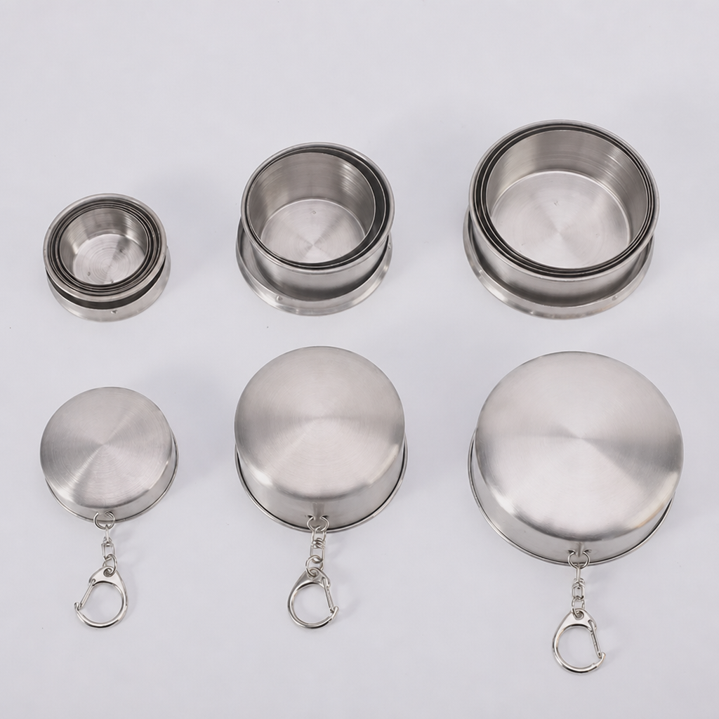 Collapsible Stainless Steel Travel Cup with Lid