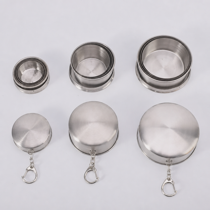 Collapsible Stainless Steel Travel Cup with Lid