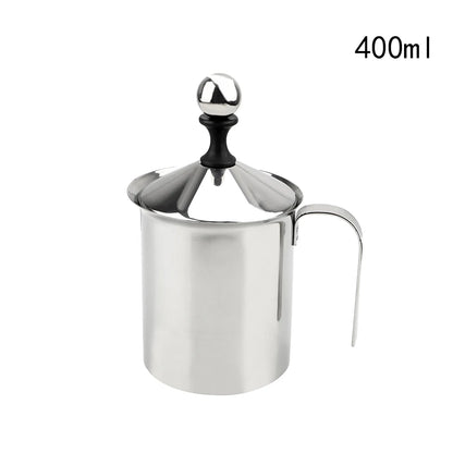 Stainless Steel Manual Milk Frother, Double Mesh, 400 ml
