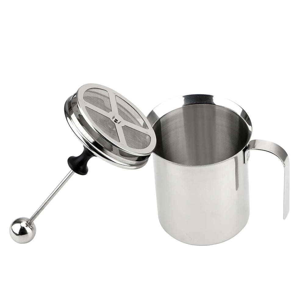 Stainless Steel Manual Milk Frother, Double Mesh
