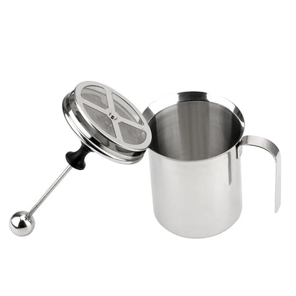 Stainless Steel Manual Milk Frother, Double Mesh