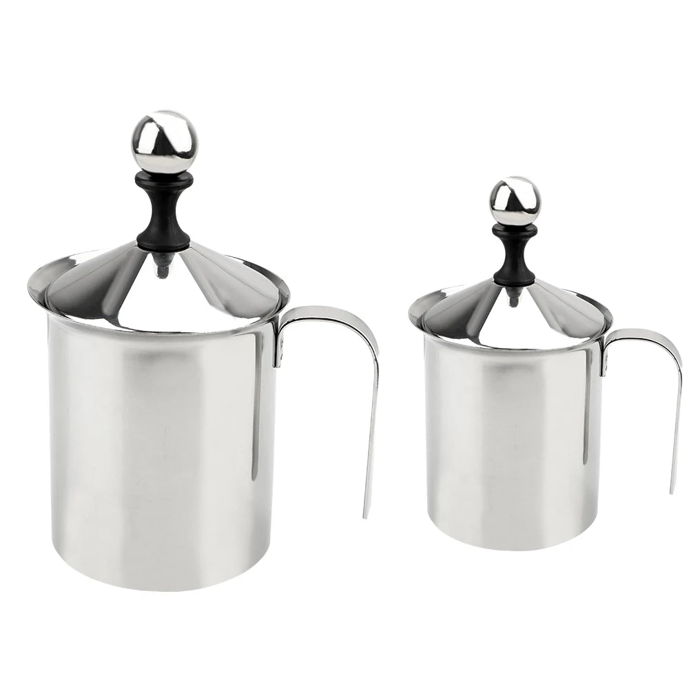 Stainless Steel Manual Milk Frother, Double Mesh