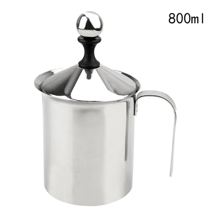 Stainless Steel Manual Milk Frother, Double Mesh, 800 ml