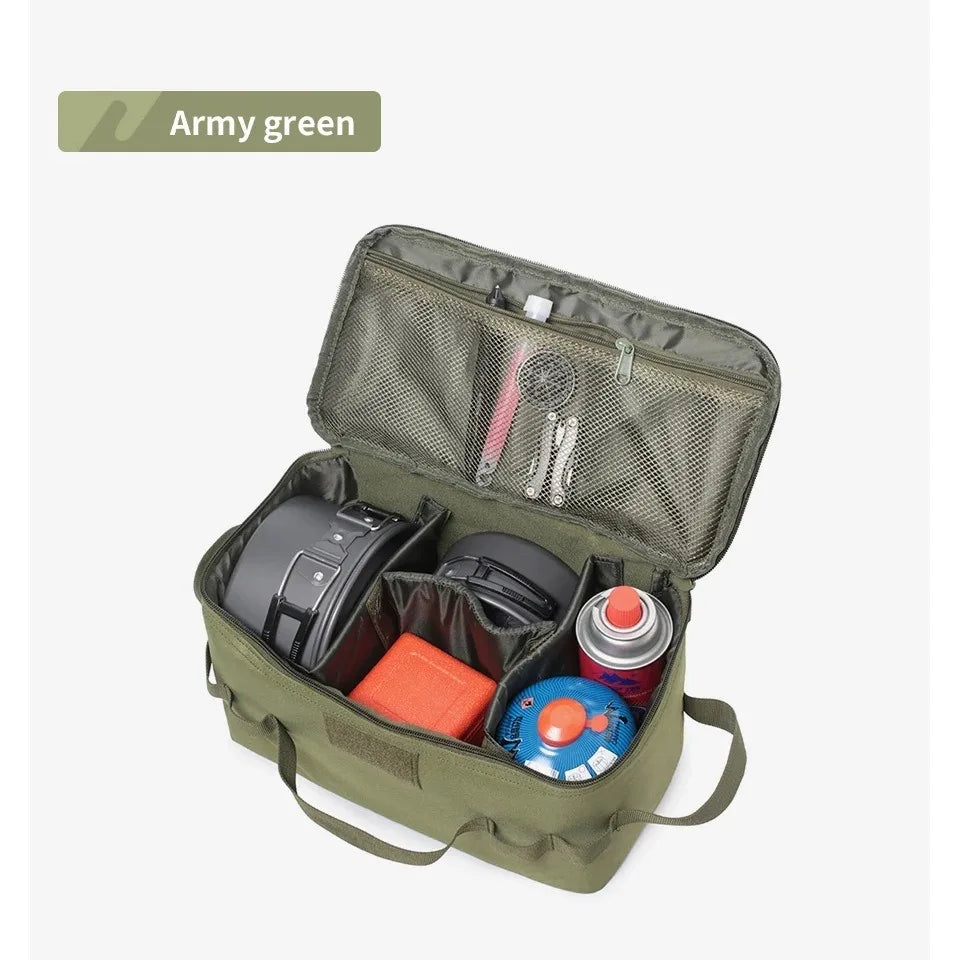 500D Nylon Waterproof Bean Pouch displayed open, showing interior compartment and durable fabric construction for outdoor storage