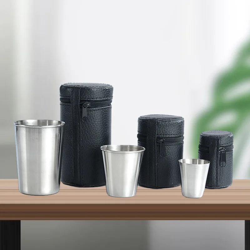 Stainless Steel Nesting Cups, Set of 4 with Case