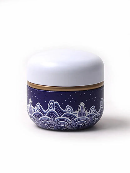 Vintage Airtight Coffee Tin with Double Lid, Blue