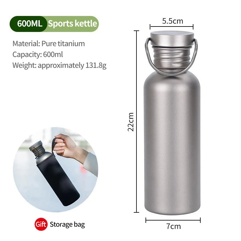 Titanium Water Bottle with Carry Loop, 600 ml