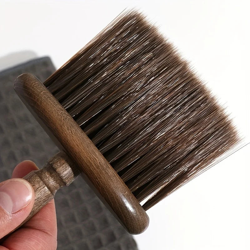 Walnut Wood Grinder Cleaning Brush with natural bristles, shown at close angle displaying brush texture and wooden handle detail
