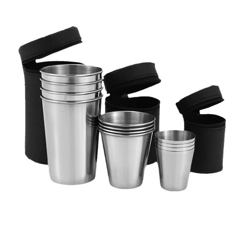 Stainless Steel Nesting Cups, Set of 4 with Case