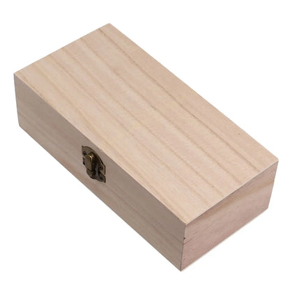 Rustic Wooden Storage Box with Metal Latch, Natural Wood
