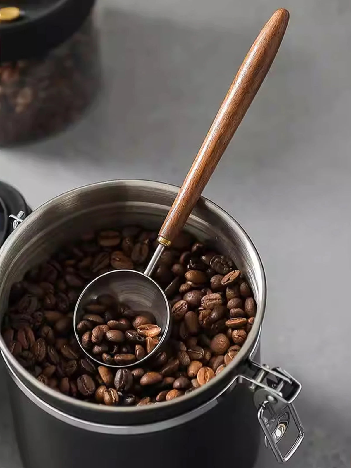 Walnut-Handle Stainless Steel Coffee Scoop