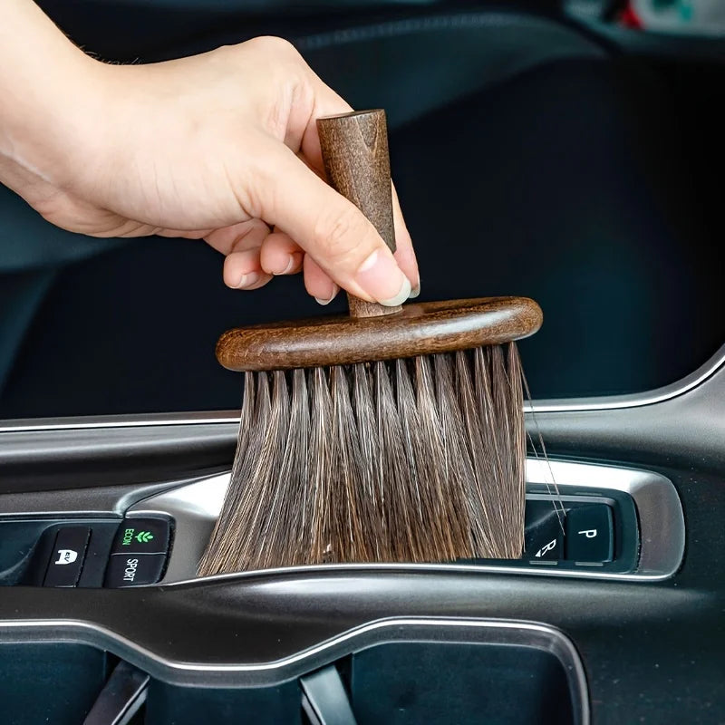 Walnut Wood Grinder Cleaning Brush displayed at an angle showing the wooden handle and bristle design