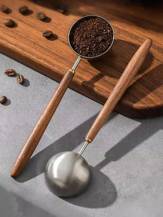 Walnut-Handle Stainless Steel Coffee Scoop