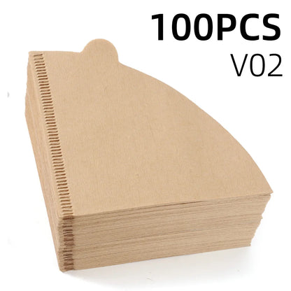 Unbleached Cone Coffee Filters, 01 and 02 Size, 02 size, 100 pcs
