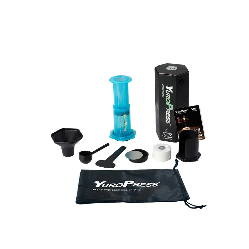 Ridgebrew Manual Piston Coffee Press stainless steel campfire brewing setup with full assembled components ready for use