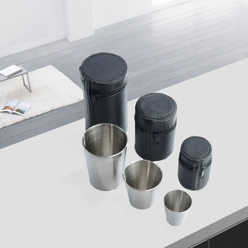 Stainless Steel Nesting Cups, Set of 4 with Case