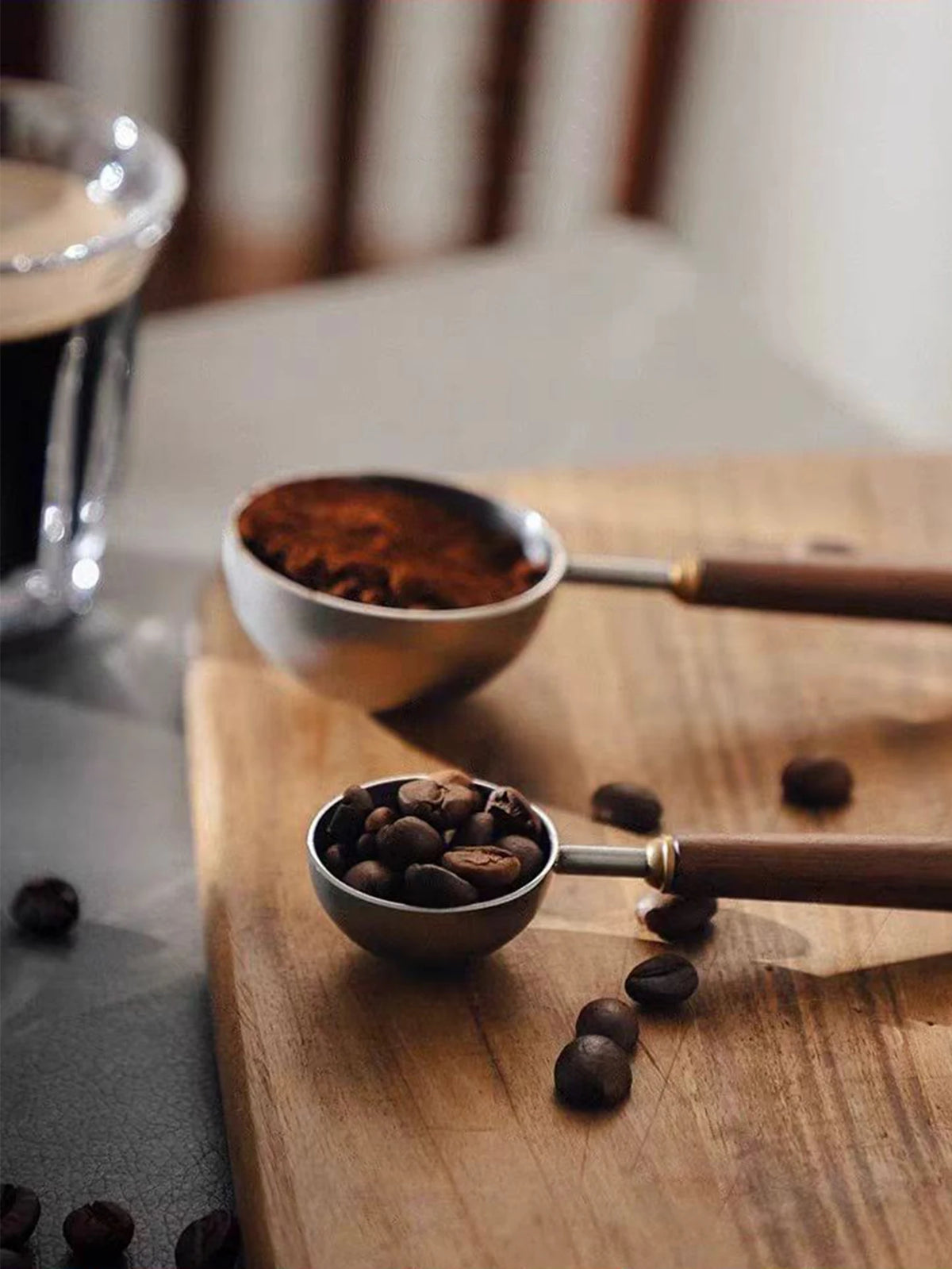 Walnut-Handle Stainless Steel Coffee Scoop