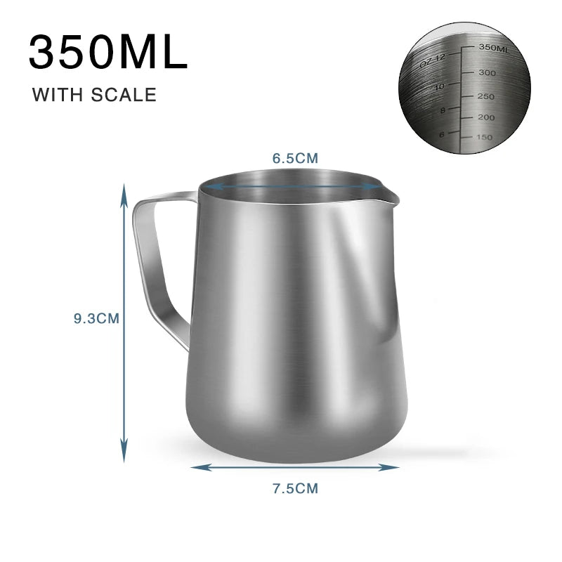 Stainless Steel Milk Frothing Pitcher, 350 ml, with scale