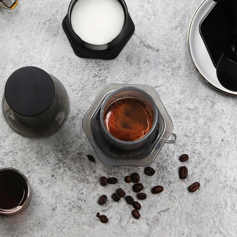 Ridgebrew Manual Piston Coffee Press stainless steel body with pressure valve detail and campfire-safe construction