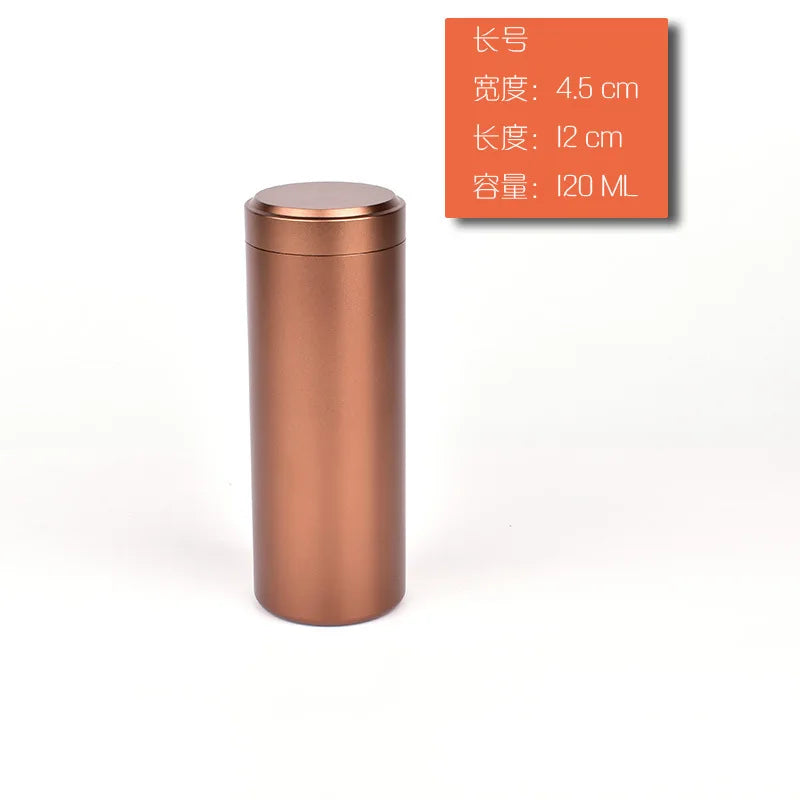 Stainless Steel Mini Airtight Tins, 120 ml, Coffee Brown