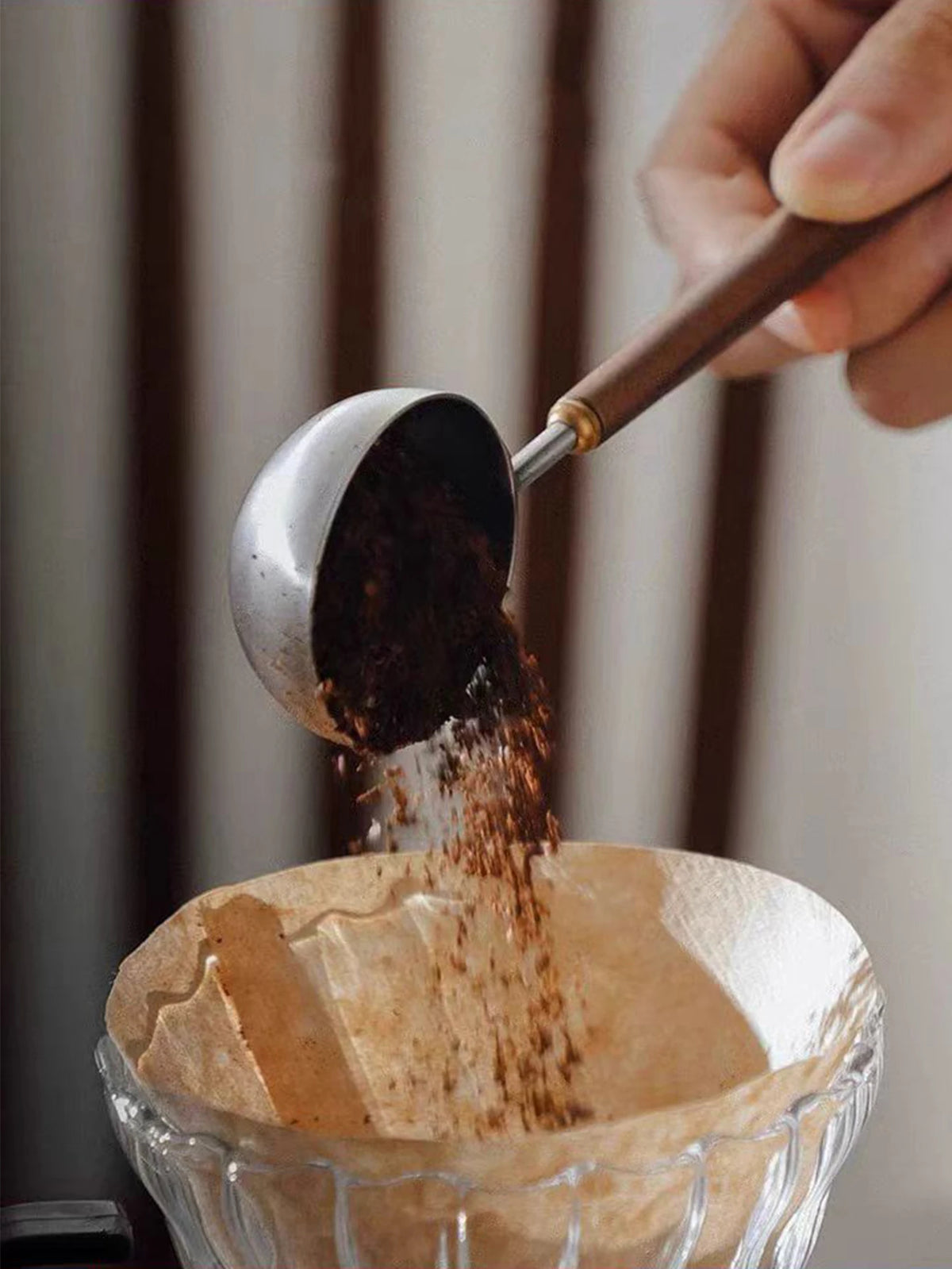 Walnut-Handle Stainless Steel Coffee Scoop