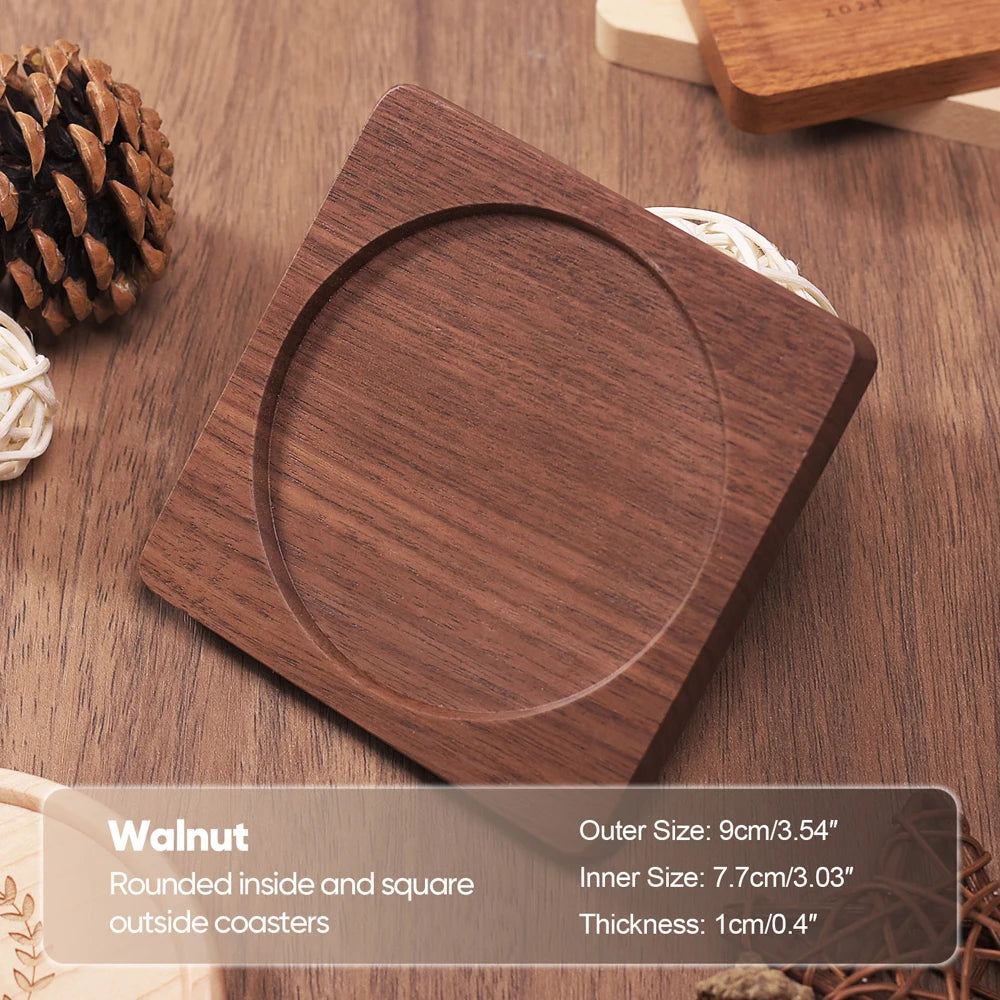 Solid Walnut Coffee Coaster, Rounded Square