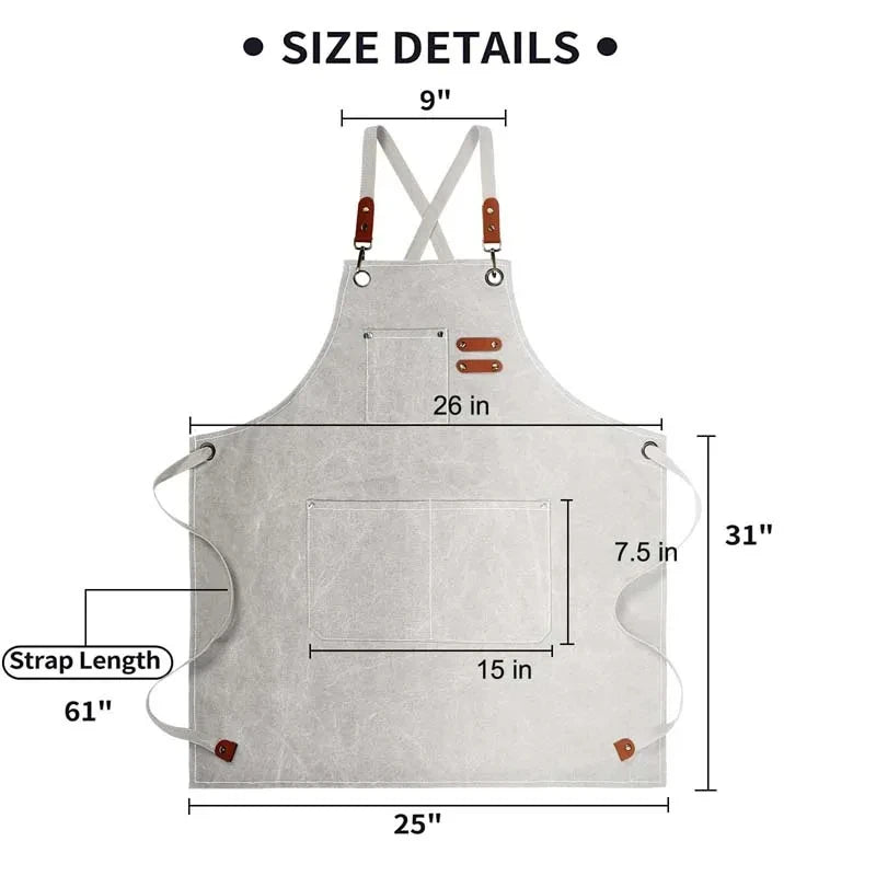Waxed Canvas Barista Apron worn while pouring coffee at an outdoor campfire setup, showing the durable material and practical pocket placement