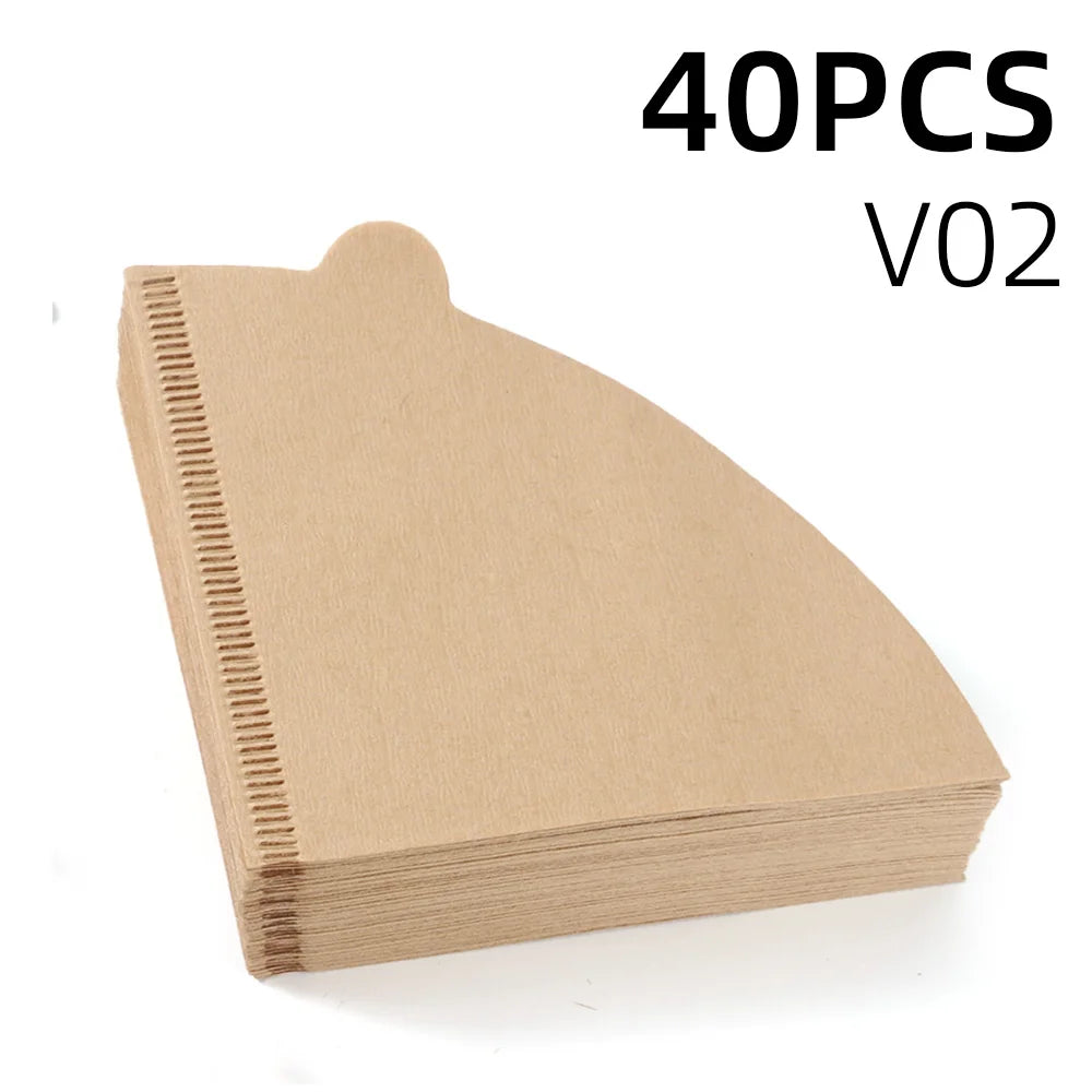 Unbleached Cone Coffee Filters, 01 and 02 Size, 02 size, 40 pcs