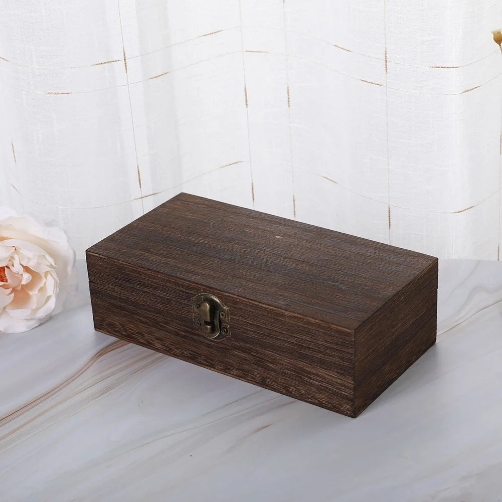 Rustic Wooden Storage Box with Metal Latch