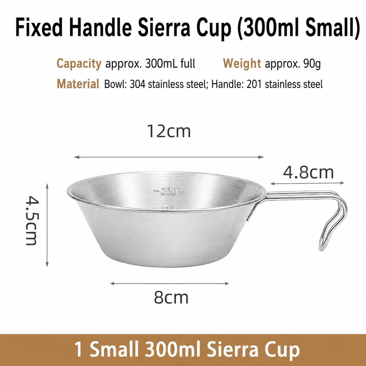 Stainless Steel Sierra Cup, 300 or 500 ml, 300 ml