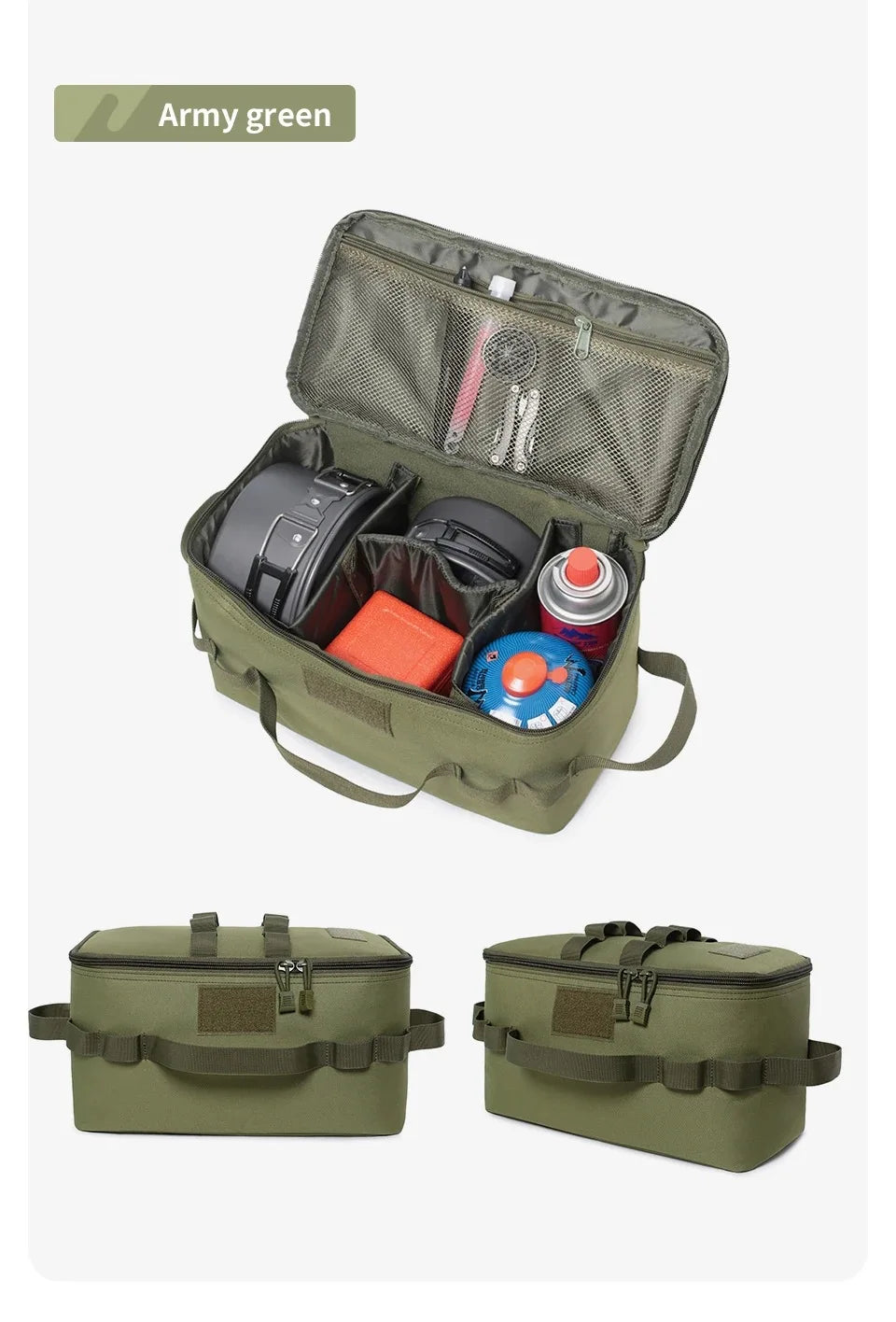 500D Nylon Waterproof Bean Pouch displayed front-facing, showing durable nylon construction and compact storage design for camping gear