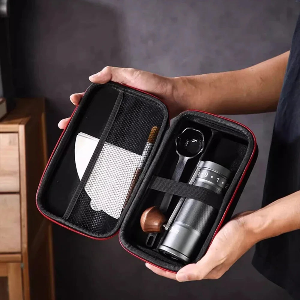 Tactical Coffee Grinder MOLLE Bag in black nylon with front-facing MOLLE webbing and attachment points, displayed against neutral background