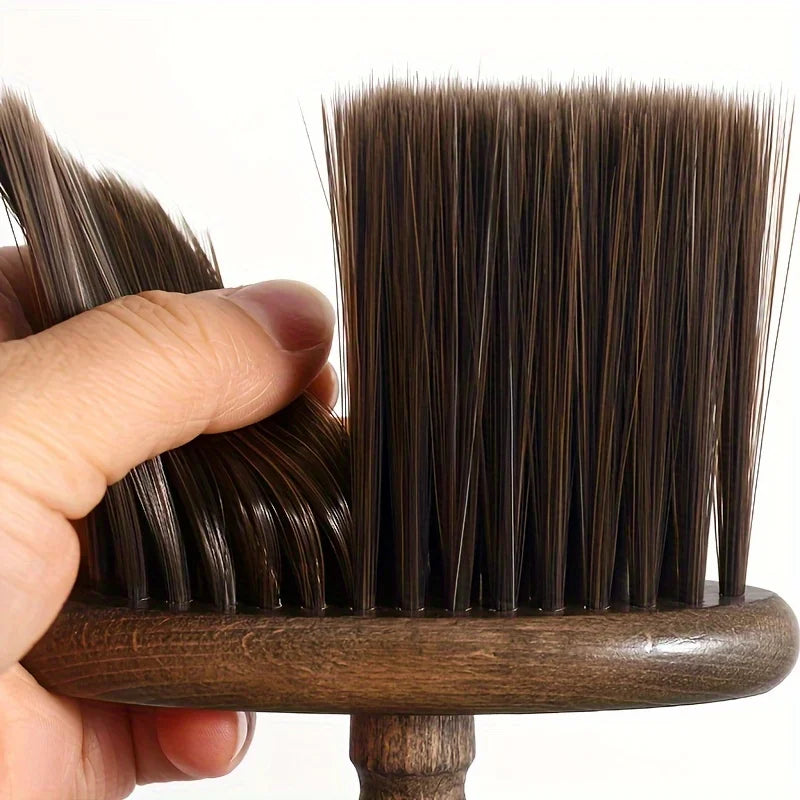 Walnut Wood Grinder Cleaning Brush with natural bristles, close-up of brush head and wooden handle detail