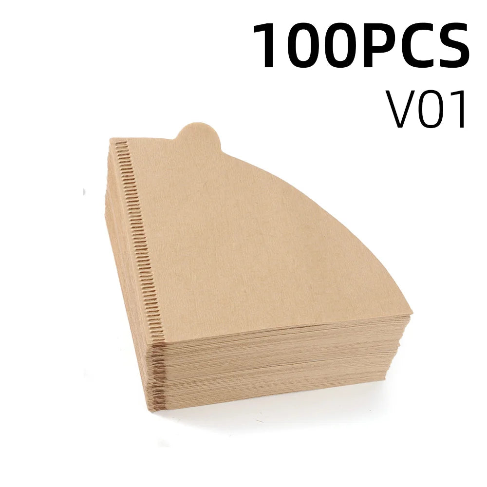 Unbleached Cone Coffee Filters, 01 and 02 Size, 01 size, 100 pcs