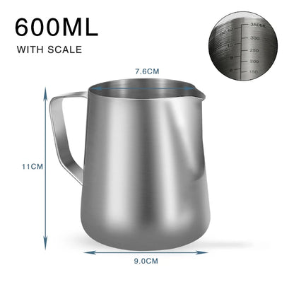 Stainless Steel Milk Frothing Pitcher, 600 ml, with scale