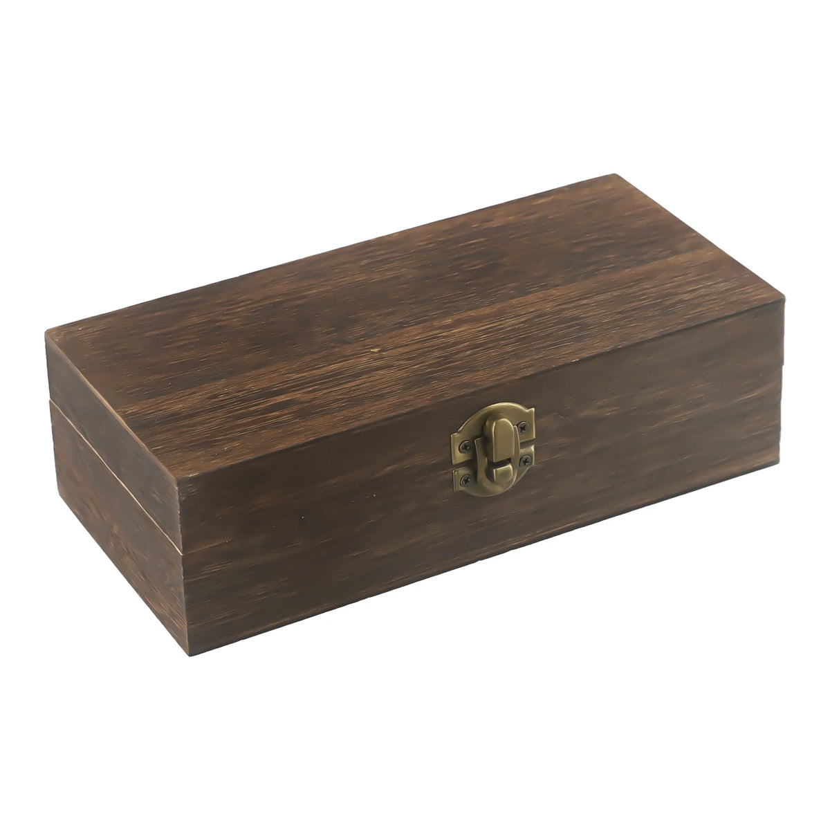Rustic Wooden Storage Box with Metal Latch