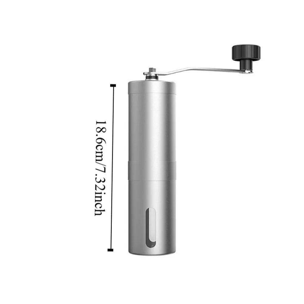 Trailside Ceramic Burr Hand Coffee Grinder shown from side angle displaying the ceramic burr mechanism and wooden handle grip