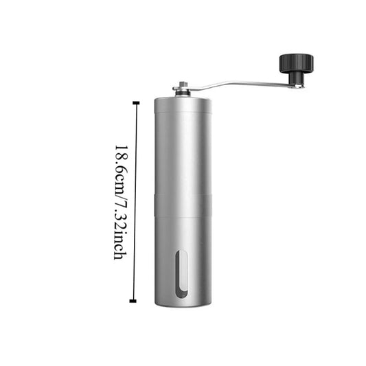 Trailside Ceramic Burr Hand Coffee Grinder shown from side angle displaying the ceramic burr mechanism and wooden handle grip