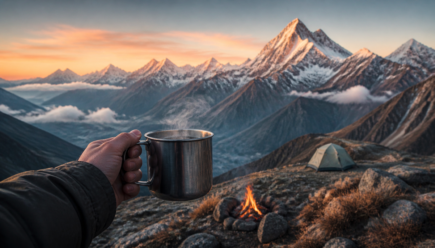 Ridgebrew hero banner — premium camping coffee gear