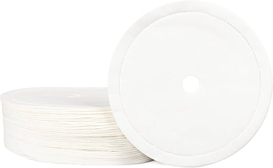 Unbleached Percolator Filter Papers 100-pack displayed front-facing, showing natural tan paper filters in clear packaging against neutral background